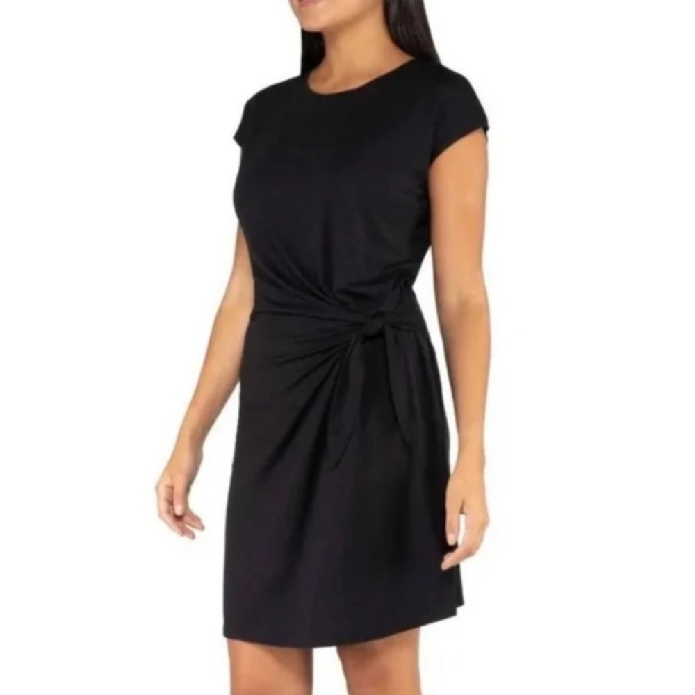 Nicole Miller NWT Womens Black Knot Casual Short Cap Sleeve Dress Sz Small